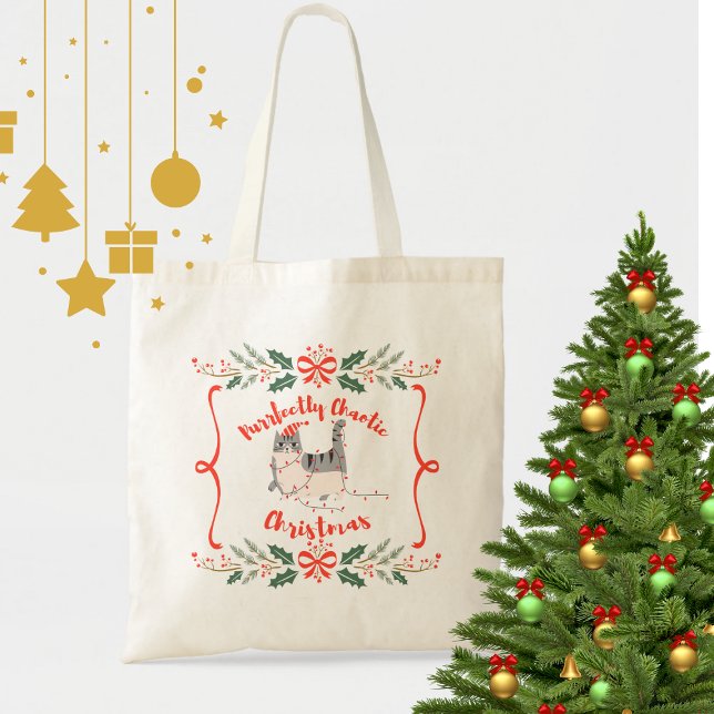Bolso De Tela Purrfectly Chaotic Christmas Funny Holiday Cat  (Subido por el creador)