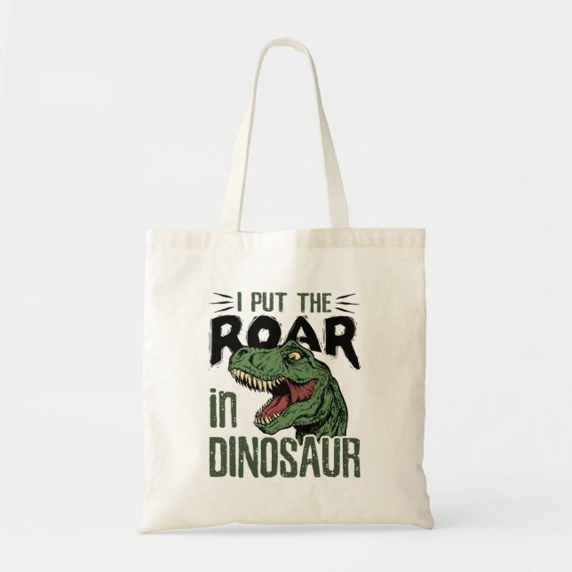 Bolso De Tela Puse el rugido en el amante divertido de los dinos (Frente)