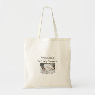 Bolso De Tela QR mínimo de la primera comunión santa católica