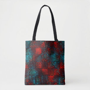 Bolso De Tela Quadriculados riscados em vermelho e azul claro.