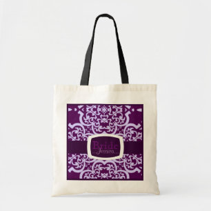 Bolso De Tela Quatrefoil Damask (púrpura) (Boda)