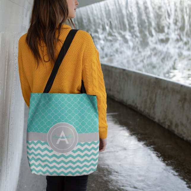 Bolso De Tela Quatrefoil de Chevron gris verde azulado (Subido por el creador)