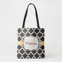 Quatrefoil marroquí negro y dorado
