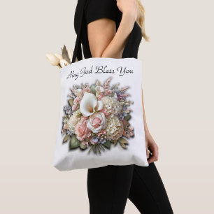 Bolso De Tela Que Dios te bendiga el Tote de Flores