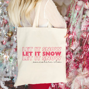Bolso De Tela Que Nieva En Otro Lugar   Navidades graciosos rosa