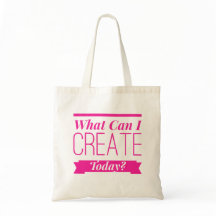 Qué puede yo crear hoy - tote en letras rosadas