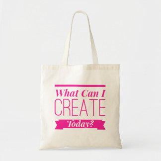 Bolso De Tela Qué puede yo crear hoy - tote en letras rosadas