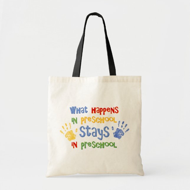 Bolso De Tela Qué sucede en preescolar (Frente)