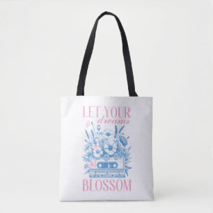 Bolso De Tela Que tus sueños florezcan Vintage Floral Pink Blue