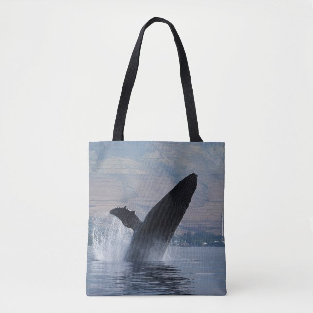 Bolso De Tela quebrantamiento de ballenas jorobadas (Anverso)