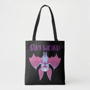 Bolso De Tela Quédate Extraño Murciélago Vampiro Albino Caricatu