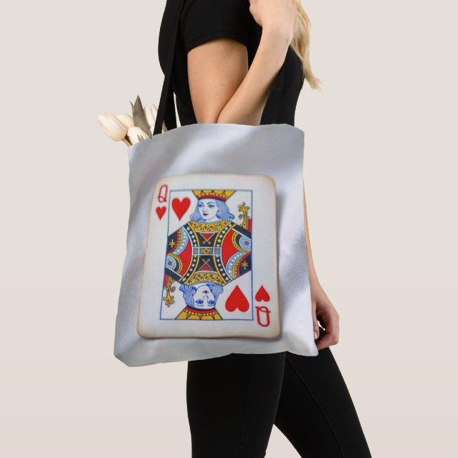 Bolso De Tela Queen of Hearts On White Satin Fabric (Detalle)