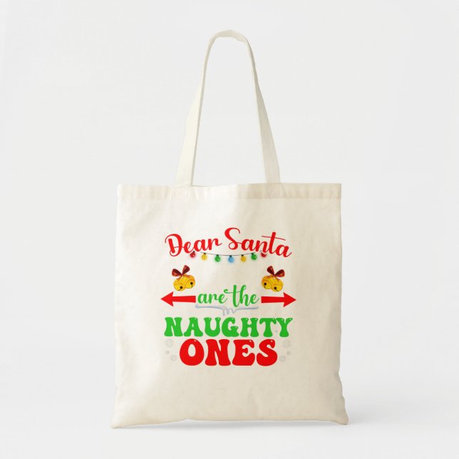 Bolso De Tela Querido Papá Noel, son los Navidades traviesos (Frente)