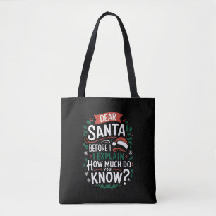Bolso De Tela Querido Santa Antes de que explique ¿Cuánto sabes?