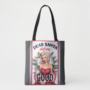 Bolso De Tela Querido Santa Define Buen Pin-up Retro