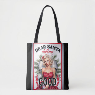 Bolso De Tela Querido Santa Define Buen Pin-up Retro