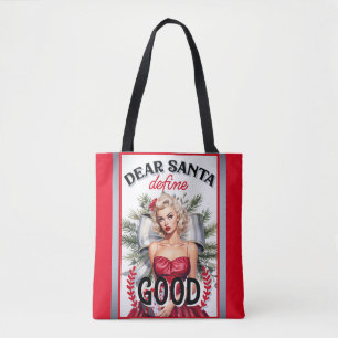Bolso De Tela Querido Santa Define Buen Pinup Retro