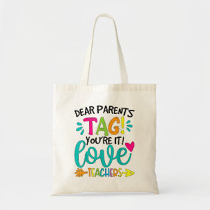 Bolso De Tela Queridos padres, etiqueta, te encanta a los profes