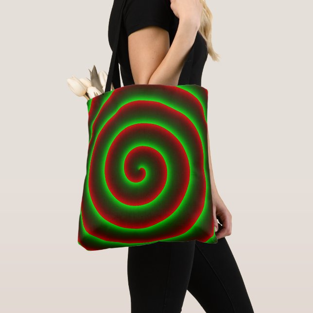 Bolso De Tela ¿Quieres cambiar el rojo? Espiral verde llamativo. (Detalle)