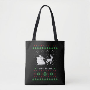 Bolso De Tela quiero creer que suéter de Navidad feo