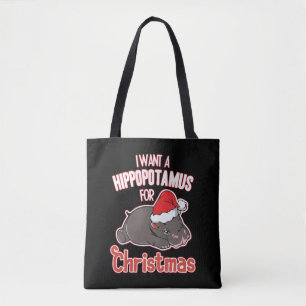 Bolso De Tela quiero hipopótamo para navidades