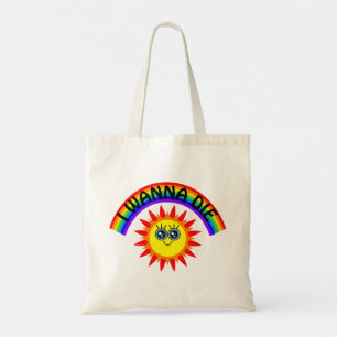 Bolso De Tela Quiero morir - Sol sonriente arcoiris