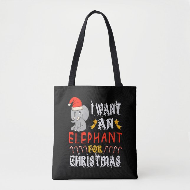 Bolso De Tela Quiero un elefante para Navidades Xmas Elephant (Anverso)
