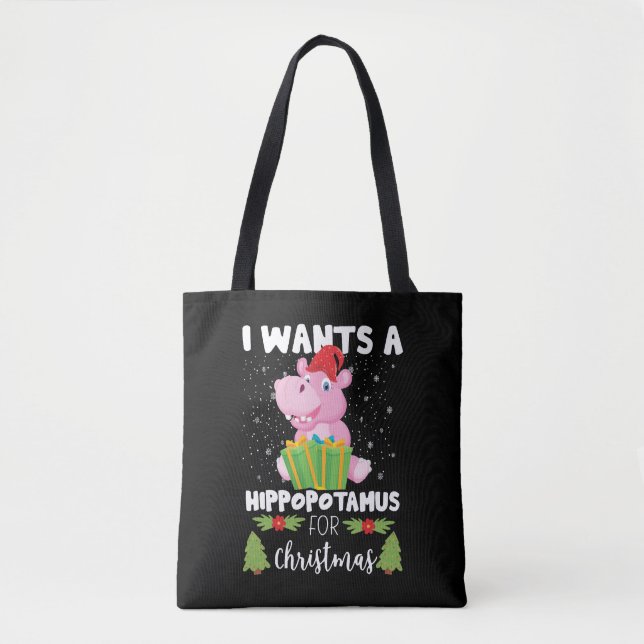 Bolso De Tela Quiero Un Hipopótamo Para Los Navidades (Anverso)