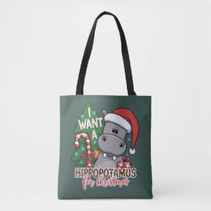Bolso De Tela Quiero un hipopótamo para Navidad Familia de hipop