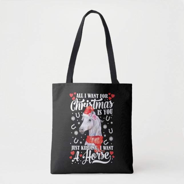 Bolso De Tela Quiero una camiseta de caballos Navidades (Anverso)