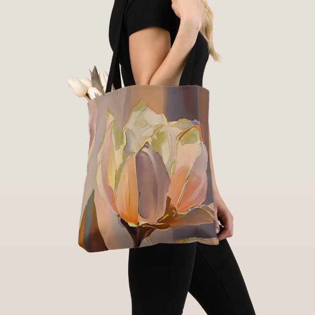 Bolso De Tela Quiet Bloom – Abstract Tulips In Soft Gold (Detalle)