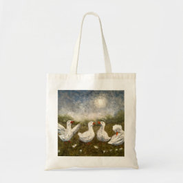 Bolso De Tela Quiet Quack: White Duck Starry Night Goose