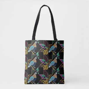 Bolso De Tela Quilt Blue Quail