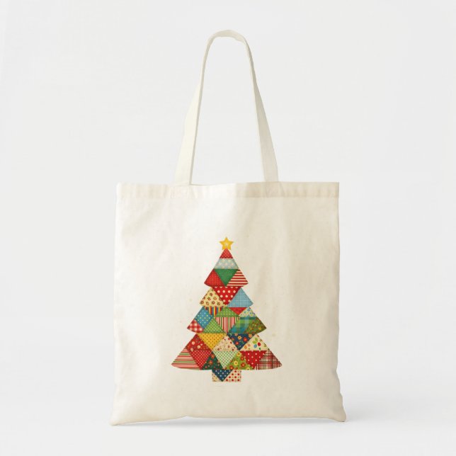 Bolso De Tela Quilt Christmas Tree Festive Quilt Lovers  (Frente)