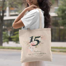 Bolso De Tela Quinceanera Rústica Floral Rosa Rubor 15º cumpleañ