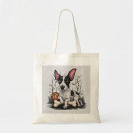 Bolso De Tela Quirky Halloween Pup: Perro visto con baloncesto