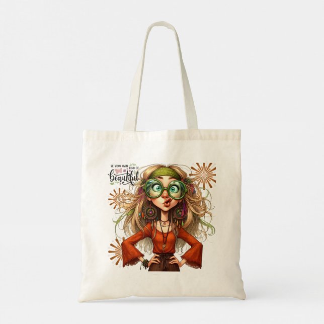 Bolso De Tela Quirky Hippie Lady Beautiful Tote Bag (Reverso)