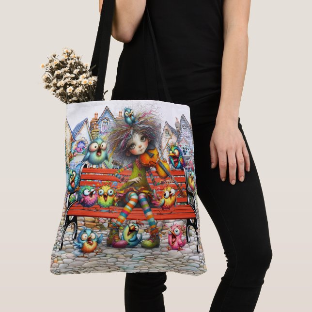 Bolso De Tela Quirky Violin Serenade - ¡VEA ATRÁS! (Detalle)