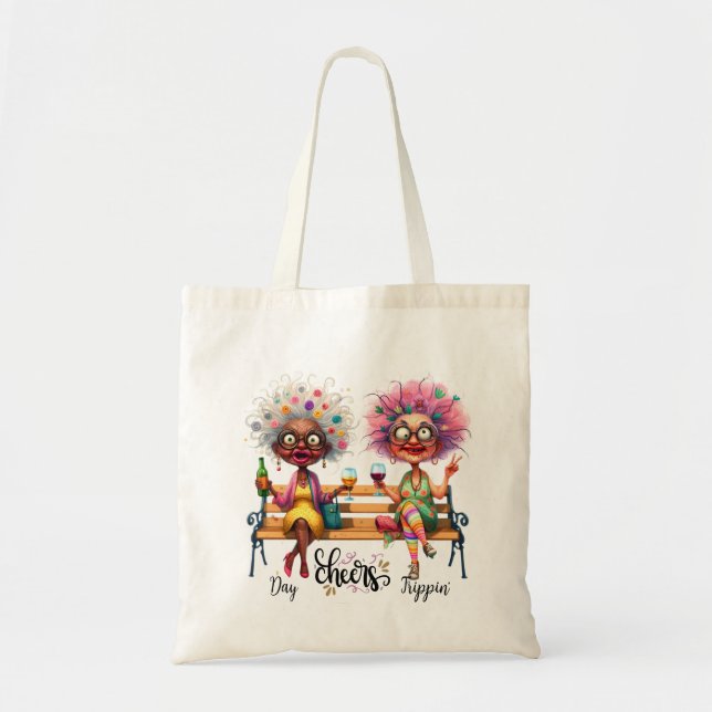 Bolso De Tela Quirky Wine Ladies Cheque Tote Bag (Frente)