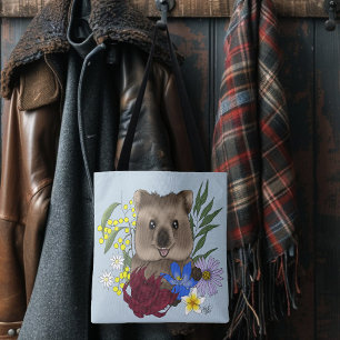 Bolso De Tela Quokka Feliz Australia Floral Azul