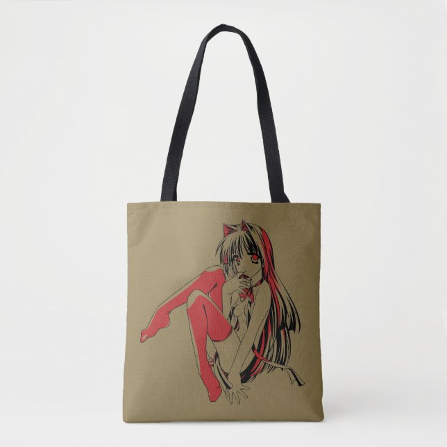 Bolso De Tela R & B Manga, Neko Catgirl Furry Loli Anime (Anverso)
