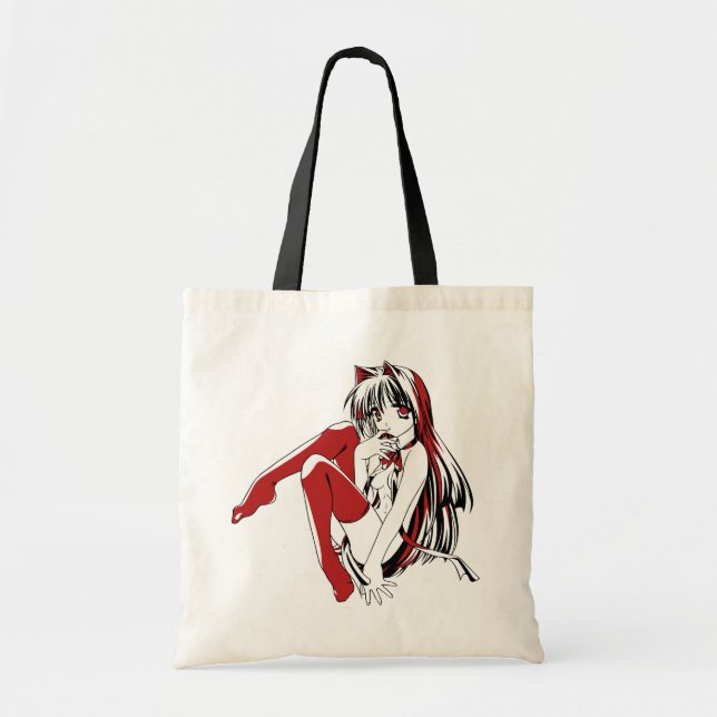 Bolso De Tela R & B Manga, Neko Catgirl Furry Loli Anime (Frente)