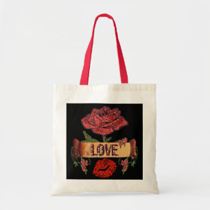 Bolso De Tela RAB Rosas Rockabilly, amor y pintalabios