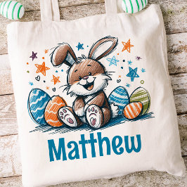 Bolso De Tela Rabbit Easter Kids Nombre Boys Bunny