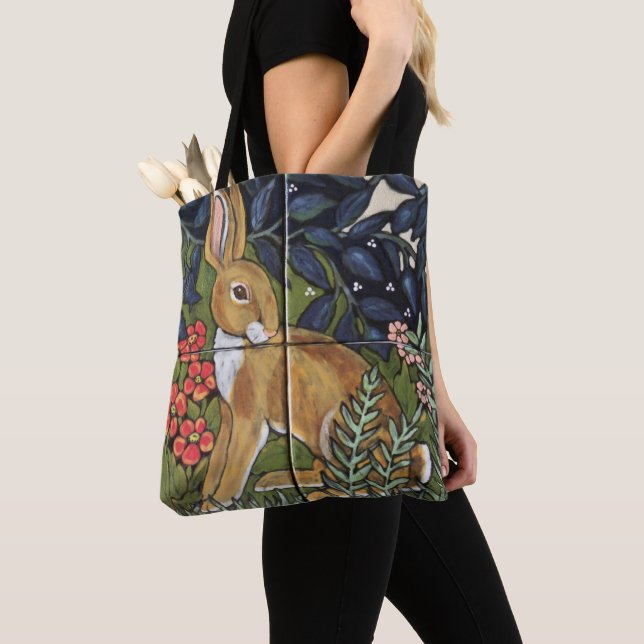 Bolso De Tela Rabbit Hare Tapestry Antiguo Bunny Tile Diseño Art (Detalle)