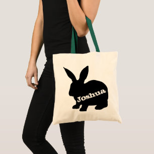 Bolso De Tela Rabbit Silhouette Nombre Personalizado Tote Bag