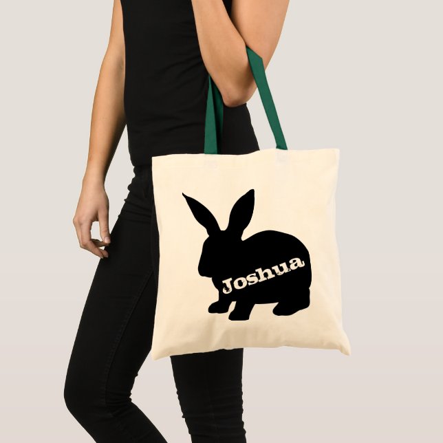 Bolso De Tela Rabbit Silhouette Nombre Personalizado Tote Bag (Anverso (producto))