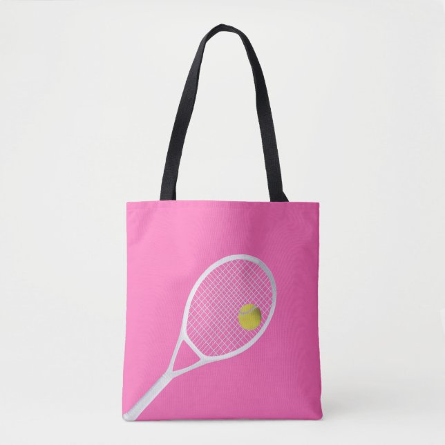 Bolso De Tela Raca blanca de bolas de tenis rosa moderno (Anverso)