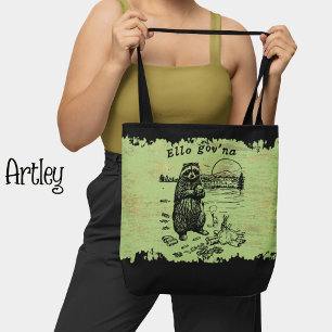 Bolso De Tela Raccoon británico que come fuego de basura