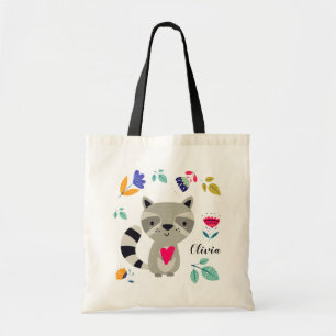 Bolso De Tela Raccoon divertido Entrega de nombre personalizad